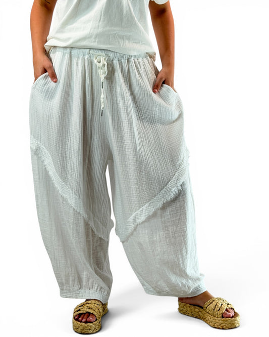 RICARDO - PANTALON BI-MATIERE BLANC JUSQU'A LA TAILLE 52