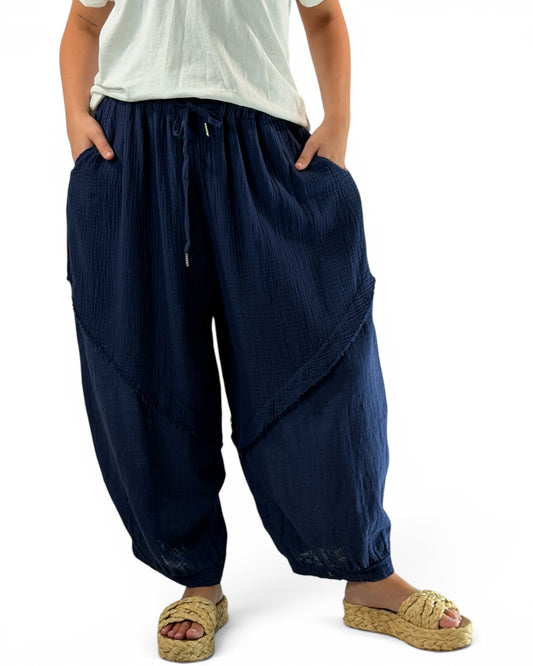 RICARDO - PANTALON BI-MATIERE MARINE JUSQU'A LA TAILLE 52