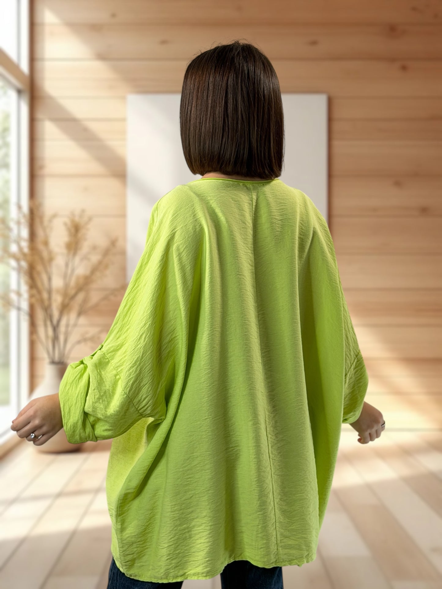 CANDICE - TUNIQUE OVERSIZE VERT ANIS JUSQU'A LA TAILLE 60