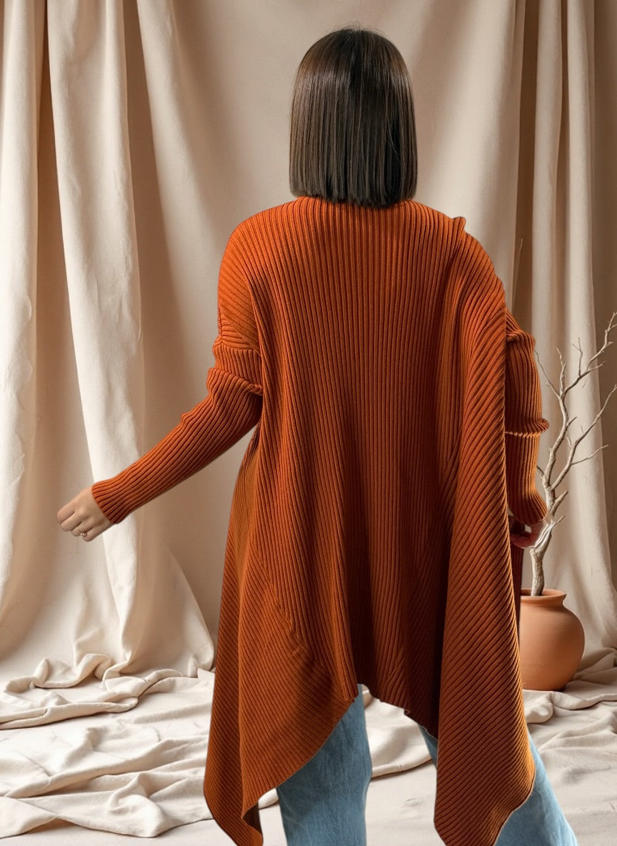 TYLER - PULL ASYMETRIQUE OVERSIZE ROUX JUSQU'A LA TAILLE 54