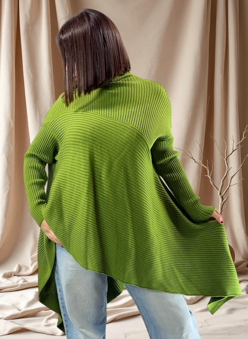 TYLER - PULL ASYMETRIQUE OVERSIZE VERT JUSQU'A LA TAILLE 54