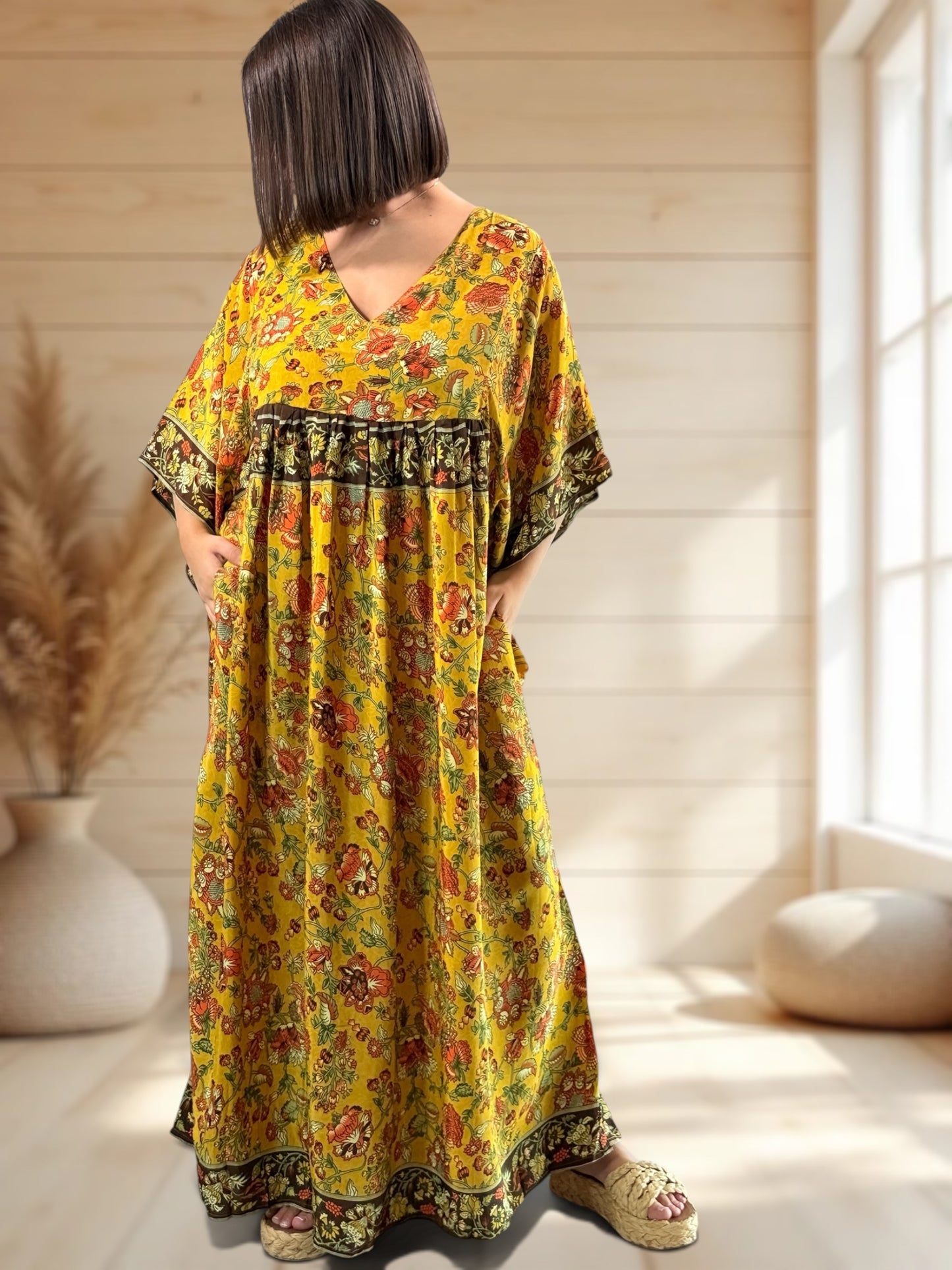 MATHILDA - ROBE LONGUE BOHEME SOIE JUSQU'A LA TAILLE 54