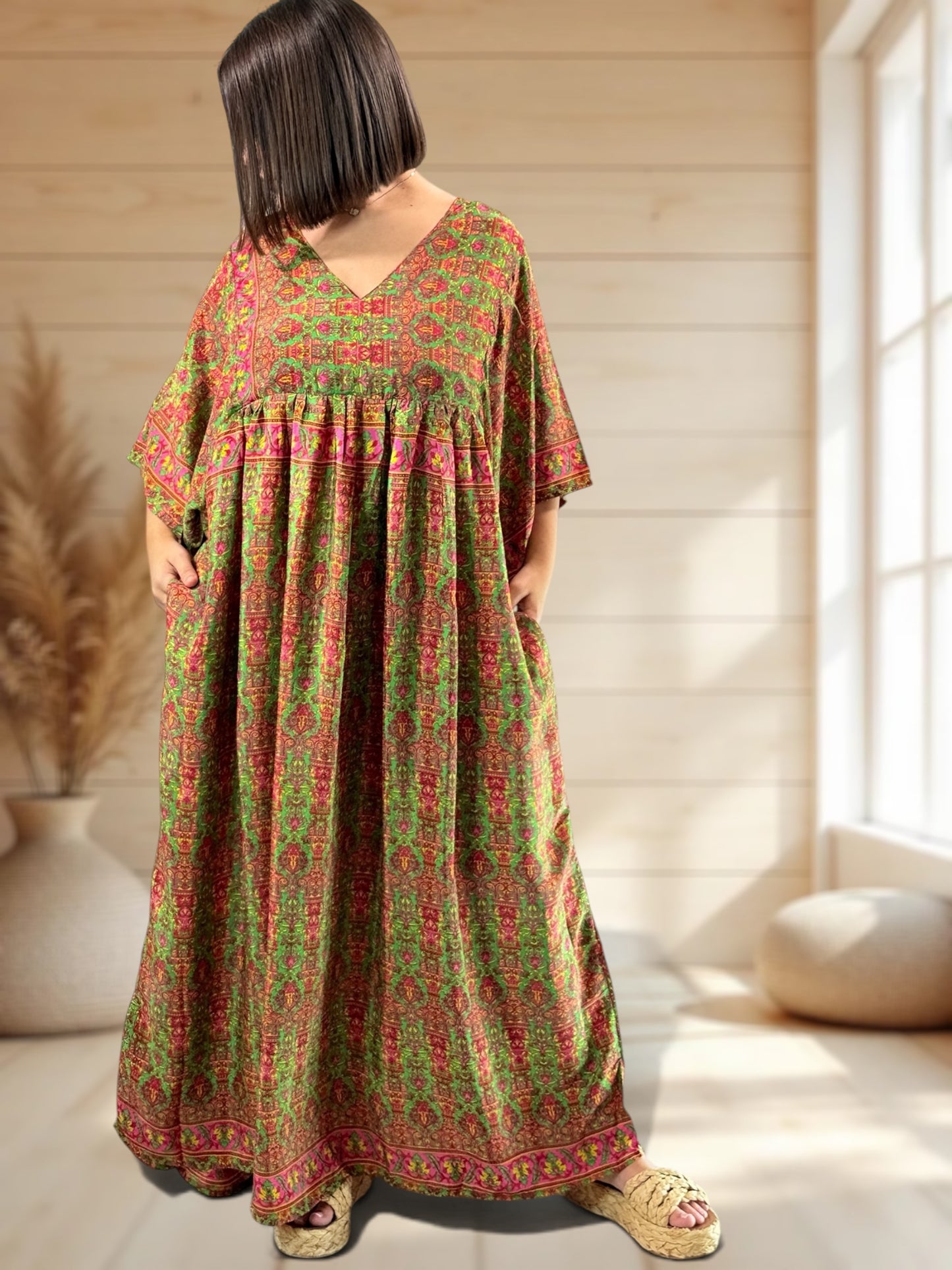 MATHILDA - ROBE LONGUE BOHEME SOIE JUSQU'A LA TAILLE 54