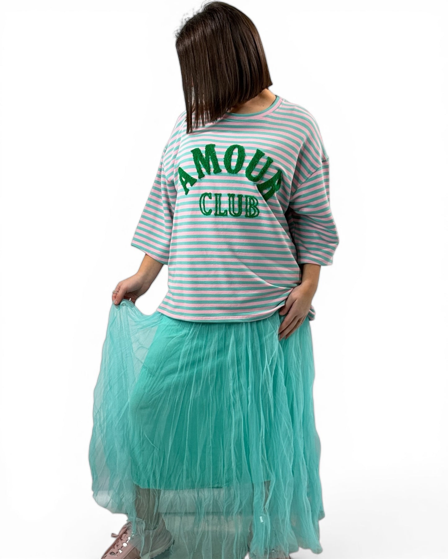 CATOU - JUPON TURQUOISE EN TULLE JUSQU'A LA TAILLE 48