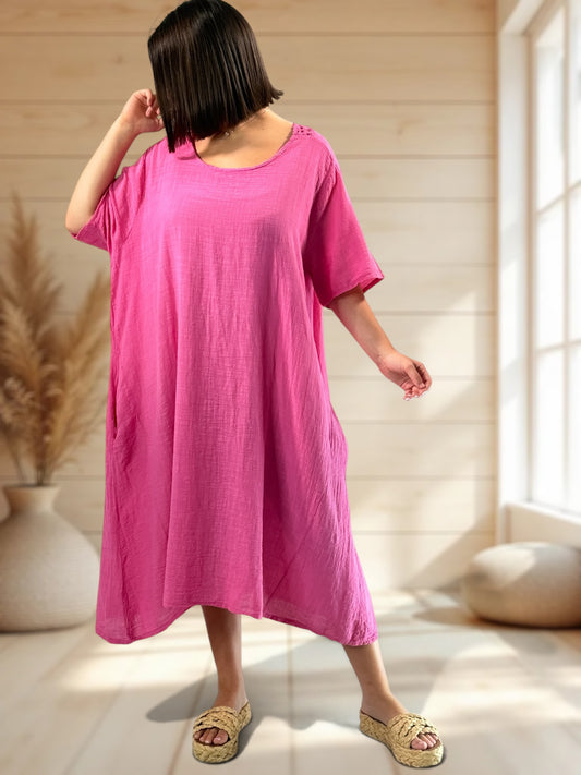 DIANE - ROBE FUCHSIA OVERSIZE JUSQU'A LA TAILLE 52