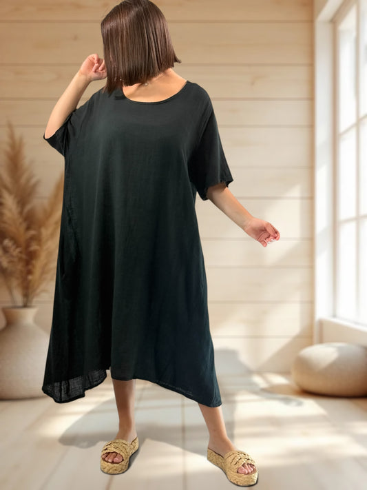 DIANE - ROBE NOIRE OVERSIZE JUSQU'A LA TAILLE 52