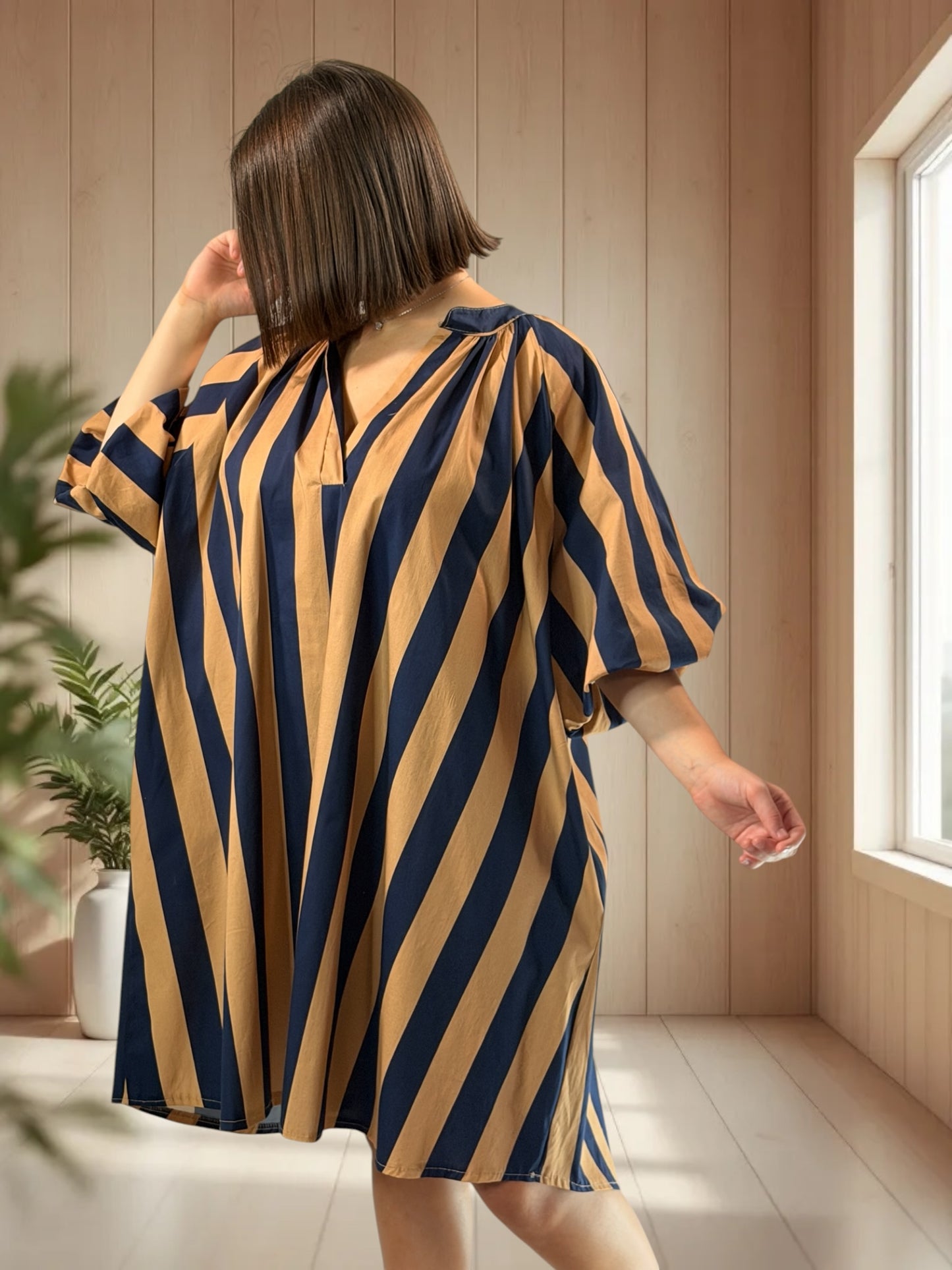 VALENTINE - ROBE A RAYURE JUSQU'A LA TAILLE 54/56