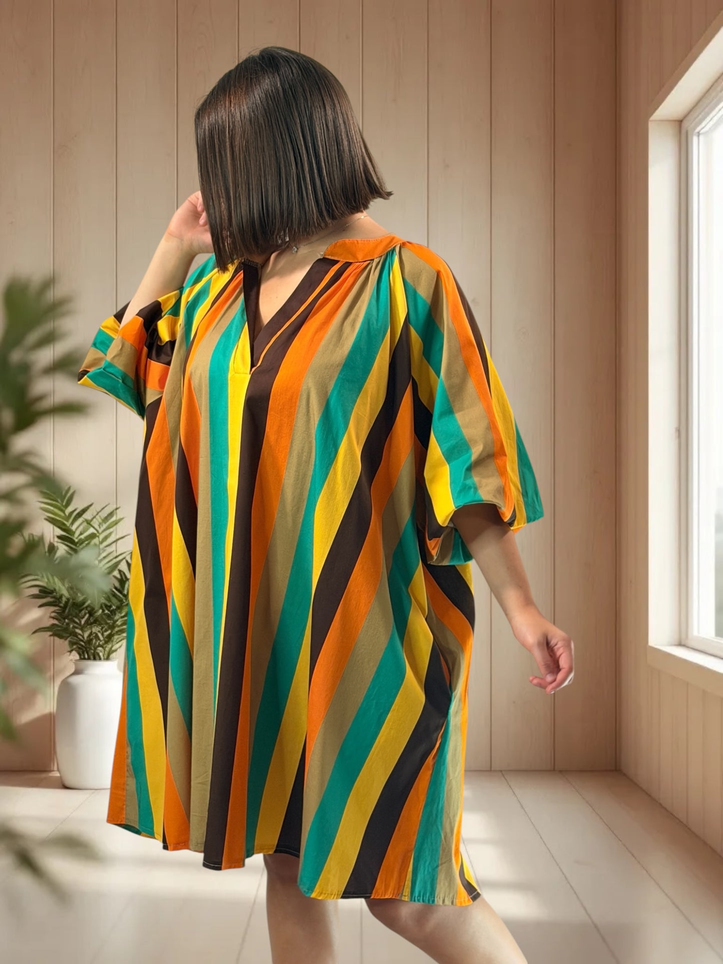 VALENTINE - ROBE A RAYURE JUSQU'A LA TAILLE 54/56