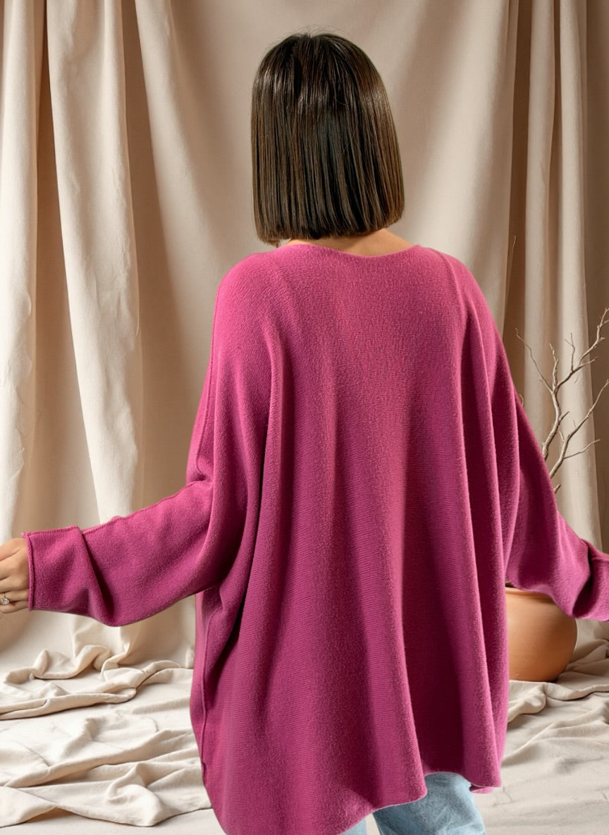PAOLA - PULL OVERSIZE ROSE JUSQU'A LA TAILLE 54/56