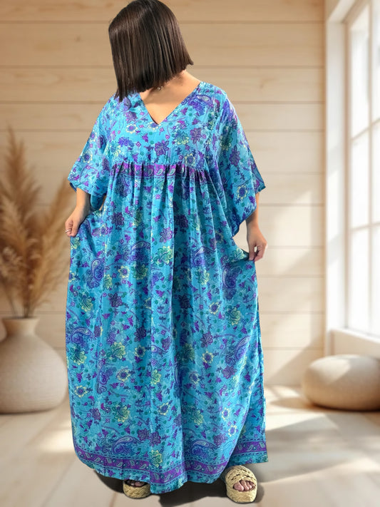 MATHILDA - ROBE LONGUE BOHEME SOIE JUSQU'A LA TAILLE 54