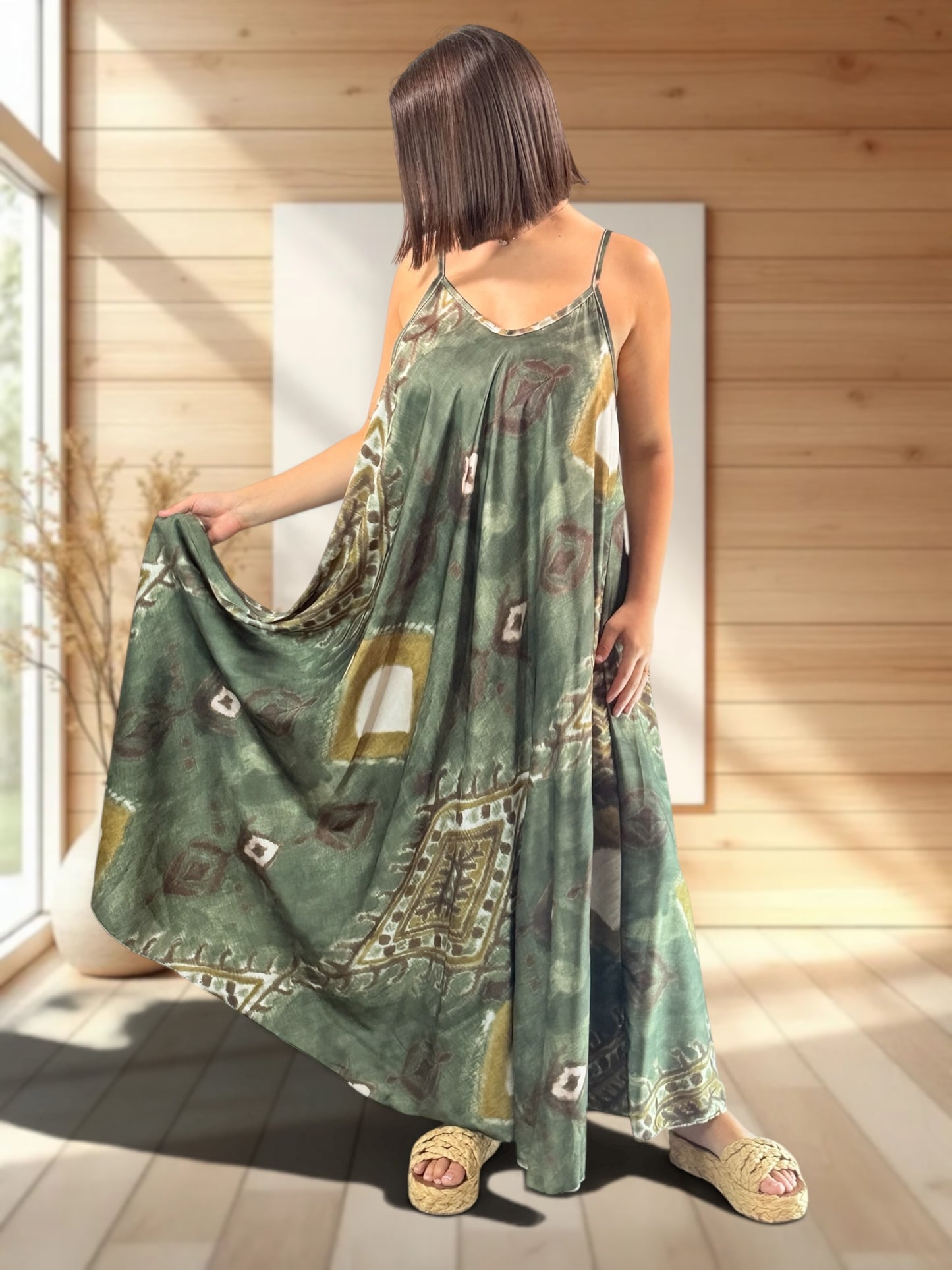 LOUISIANE - ROBE LONGUE A MOTIF JUSQU'A LA TAILLE 52