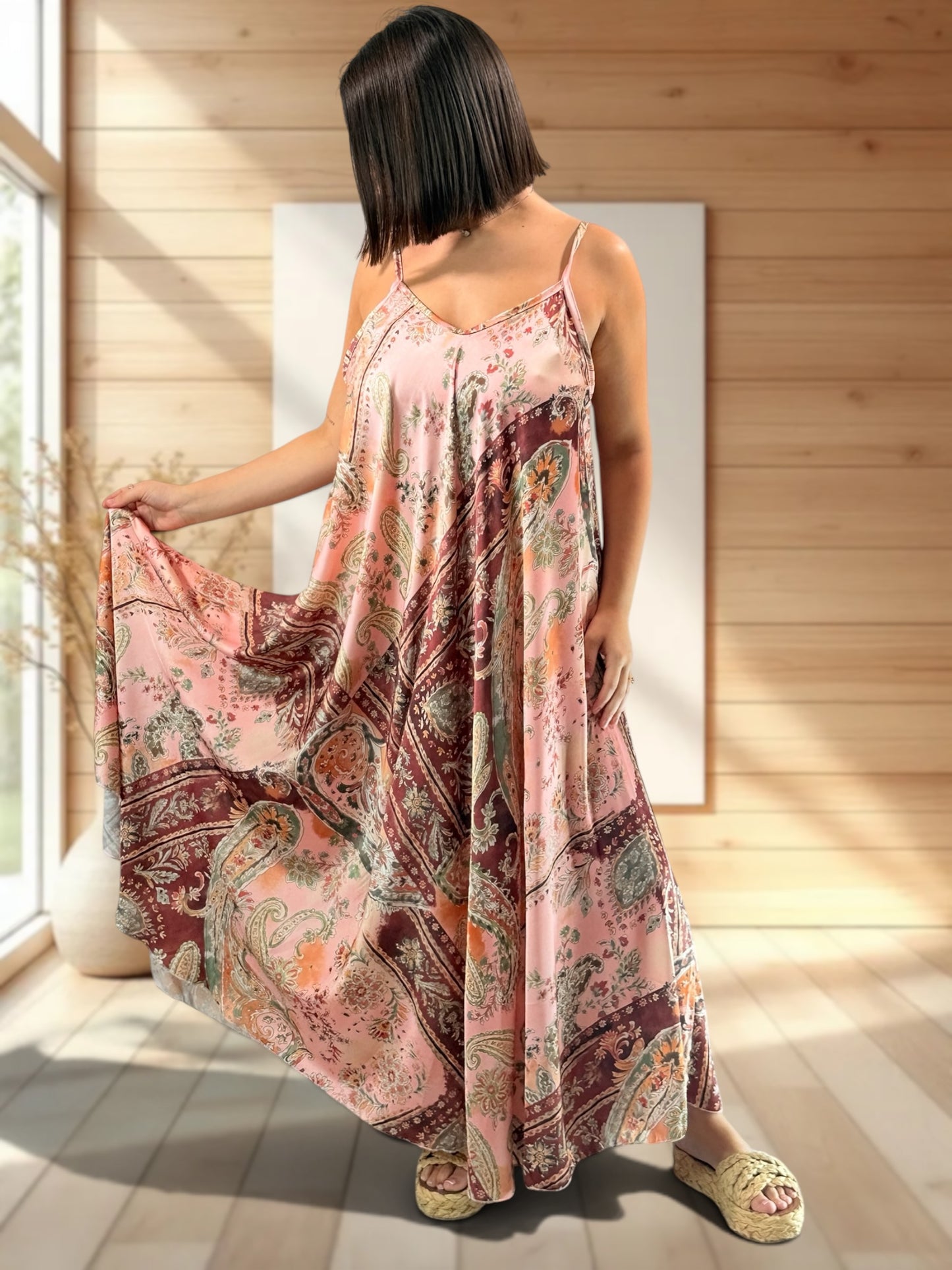 TANGO - ROBE LONGUE SOYEUSE A MOTIF JUSQU'A LA TAILLE 52