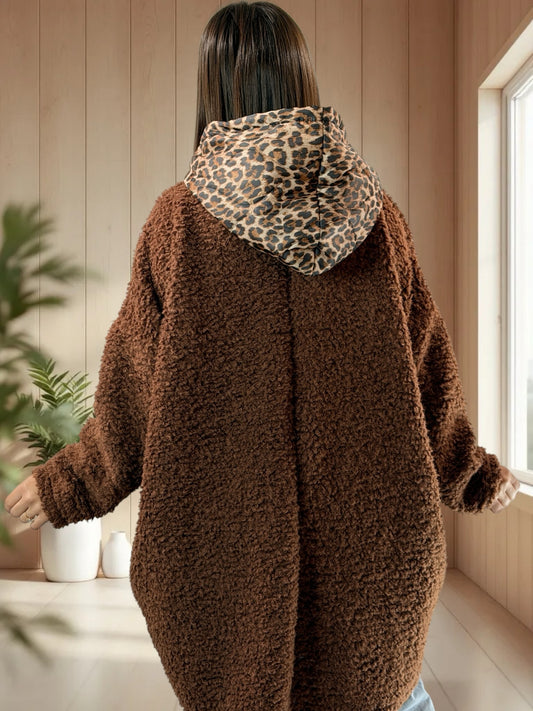 TEDDY - PULL OVERSIZE MOUMOUTE MARRON JUSQU'A LA TAILLE 54/56