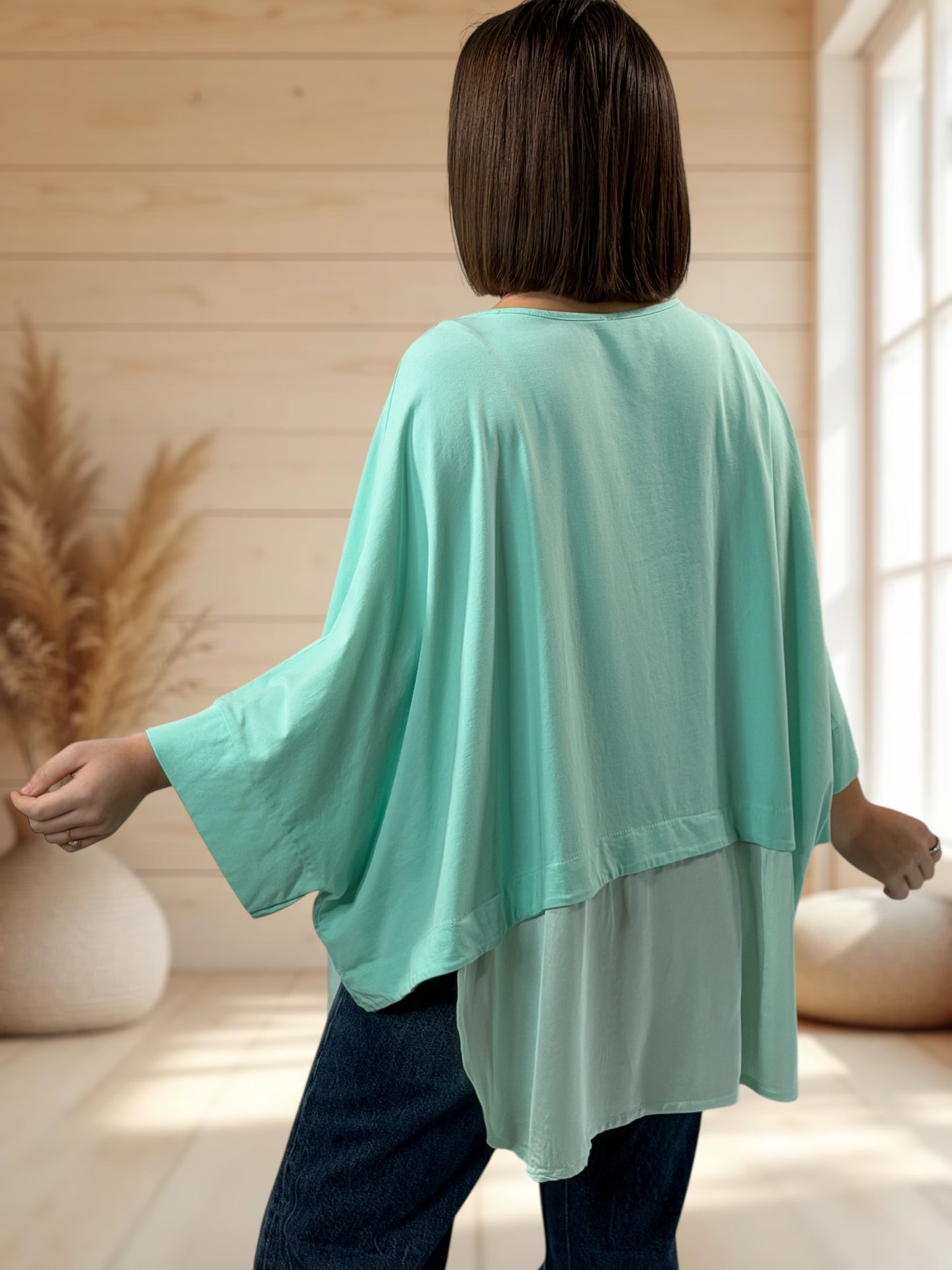 ANGELA - TUNIQUE LAGON EN COTON BI MATIERE JUSQU'A LA TAILLE 56