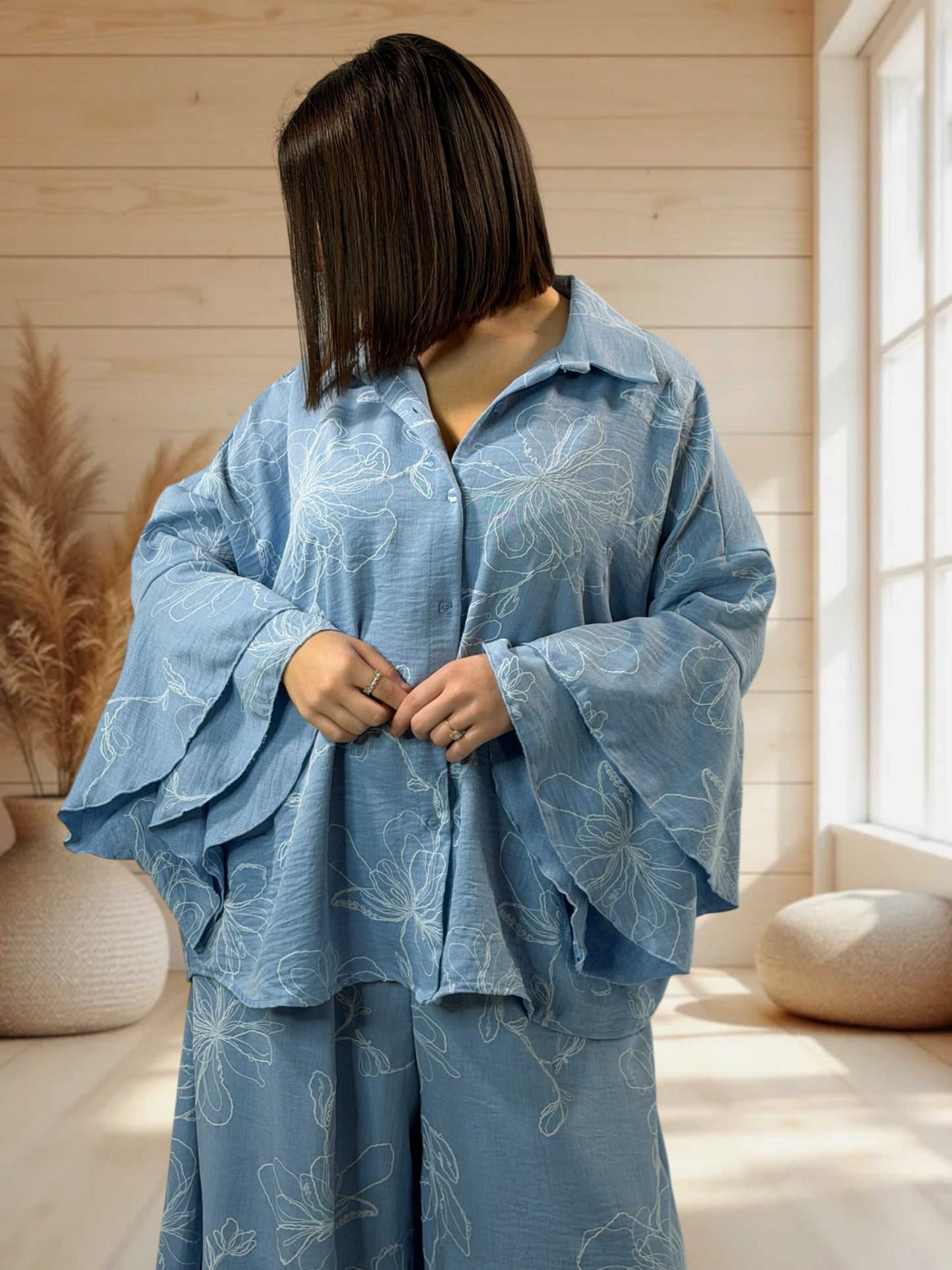 DELLA - ENSEMBLE BLOUSE ET PANTALON JUSQU'A LA TAILLE 52/54