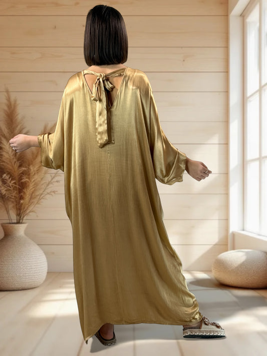 VERONE - ROBE FLUIDE CAMEL JUSQU'A LA TAILLE 52/54