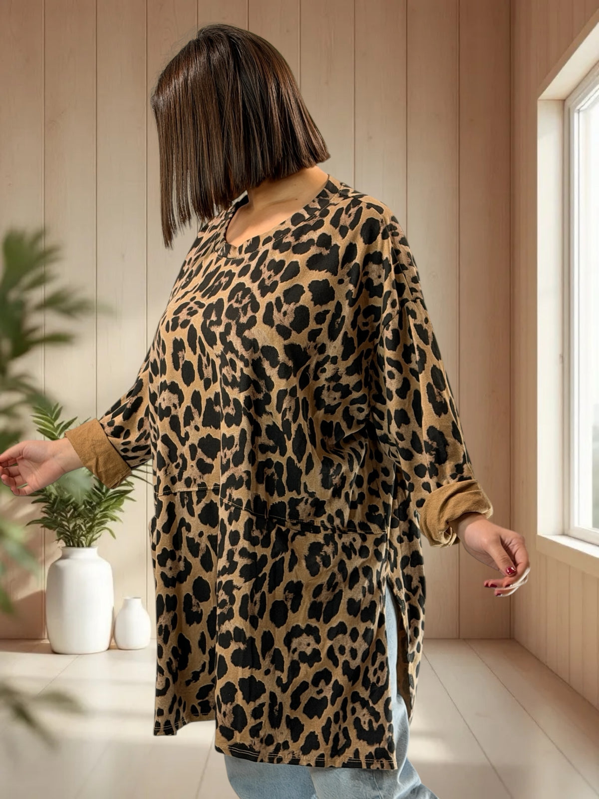 SAVANE - TUNIQUE OVERSIZE LEOPARD JUSQU'A LA TAILLE 54