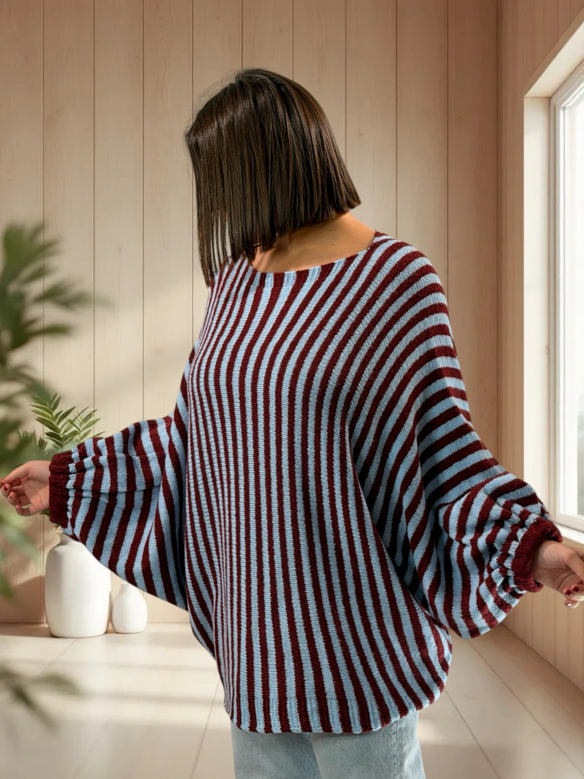 MONICA - PULL OVERSIZE A RAYURE JUSQU'A LA TAILLE 54