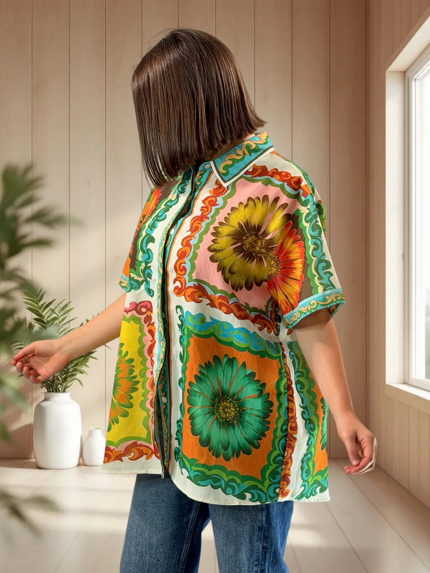 THELMA - CHEMISE A MOTIF JUSQU'A LA TAILLE 50/52