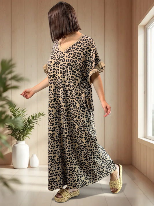 PAMPA - ROBE LONGUE LEOPARD JUSQU'A LA TAILLE 50/52