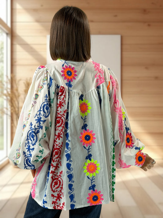 PEGGY - BLOUSE BRODEE JUSQU'A LA TAILLE 54