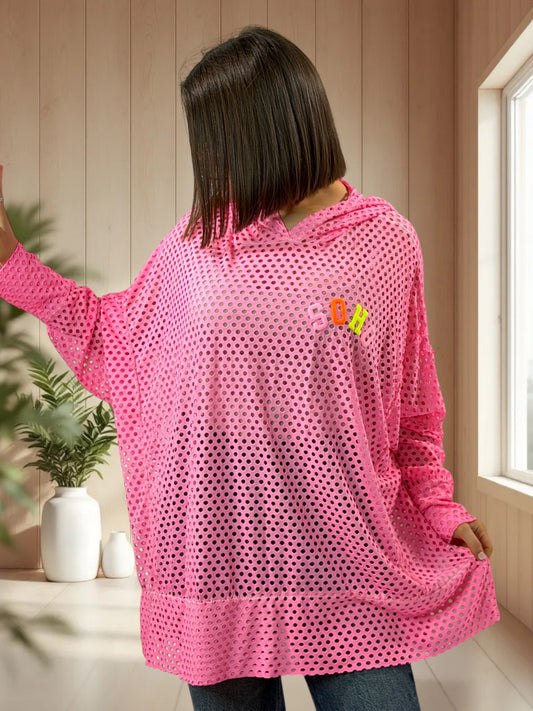 UMBERTO - TUNIQUE OVERSIZE FUCHSIA EN RESILLE JUSQU'A LA TAILLE 60