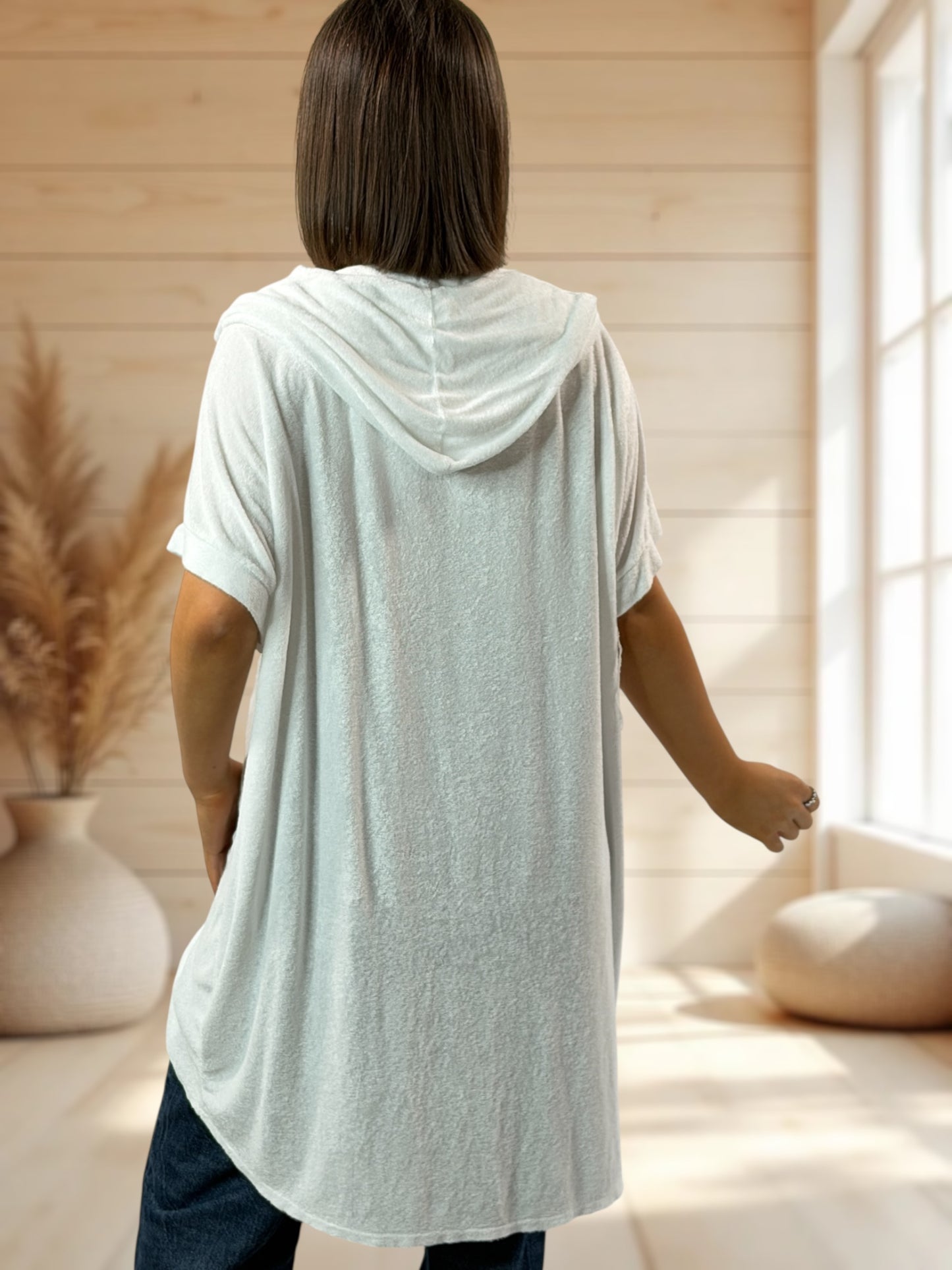 HOLIDAY - TUNIQUE OVERSIZE BLANCHE EPONGE STRETCH JUSQU'A LA TAILLE 56/58