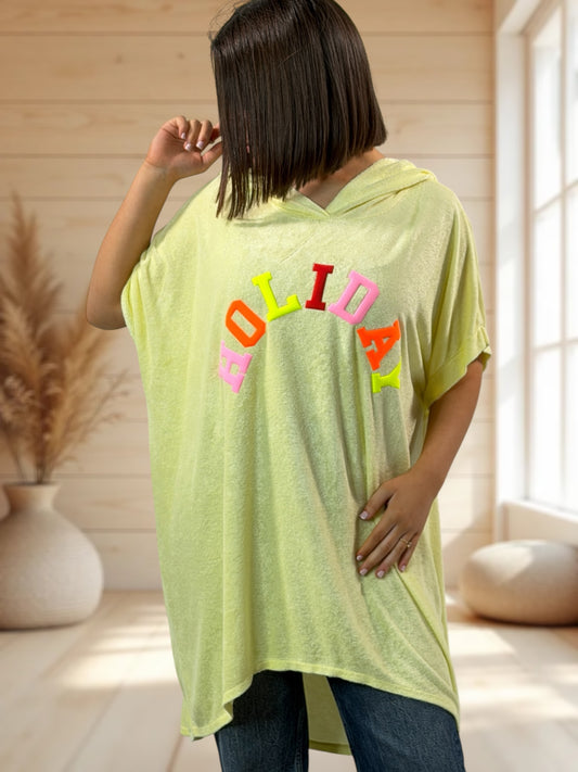 HOLIDAY - TUNIQUE OVERSIZE JAUNE EPONGE STRETCH JUSQU'A LA TAILLE 56/58