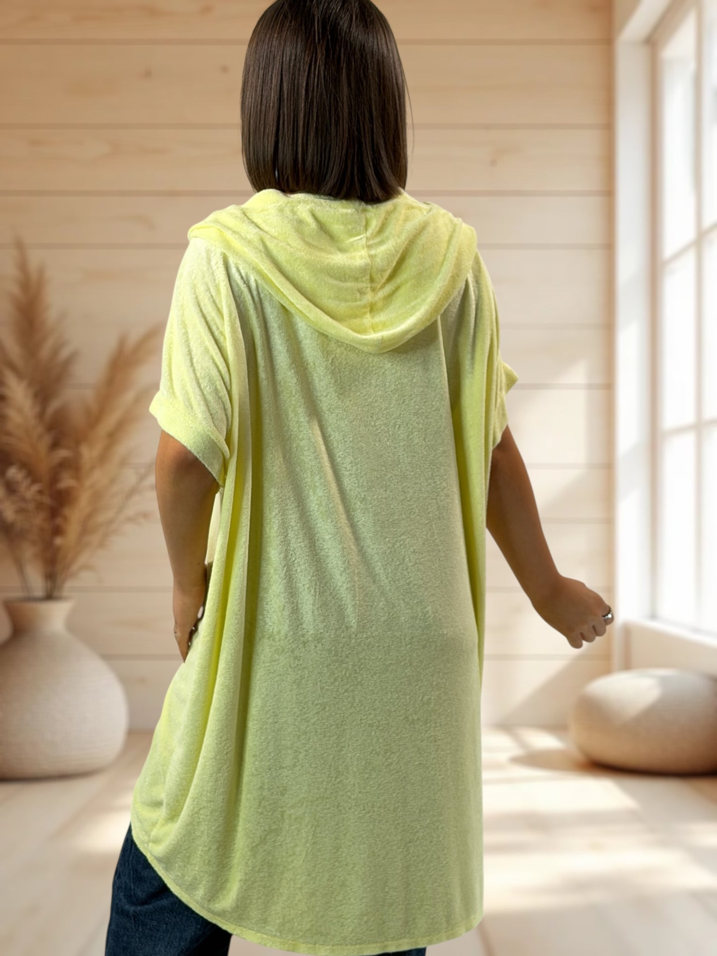 HOLIDAY - TUNIQUE OVERSIZE JAUNE EPONGE STRETCH JUSQU'A LA TAILLE 56/58