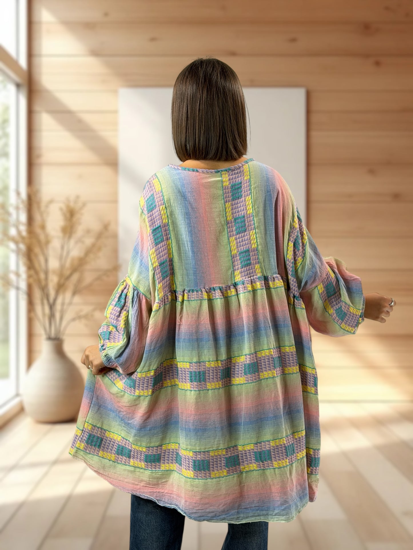 BIANCA - TUNIQUE BOHEME OVERSIZE JUSQU'A LA TAILLE 56