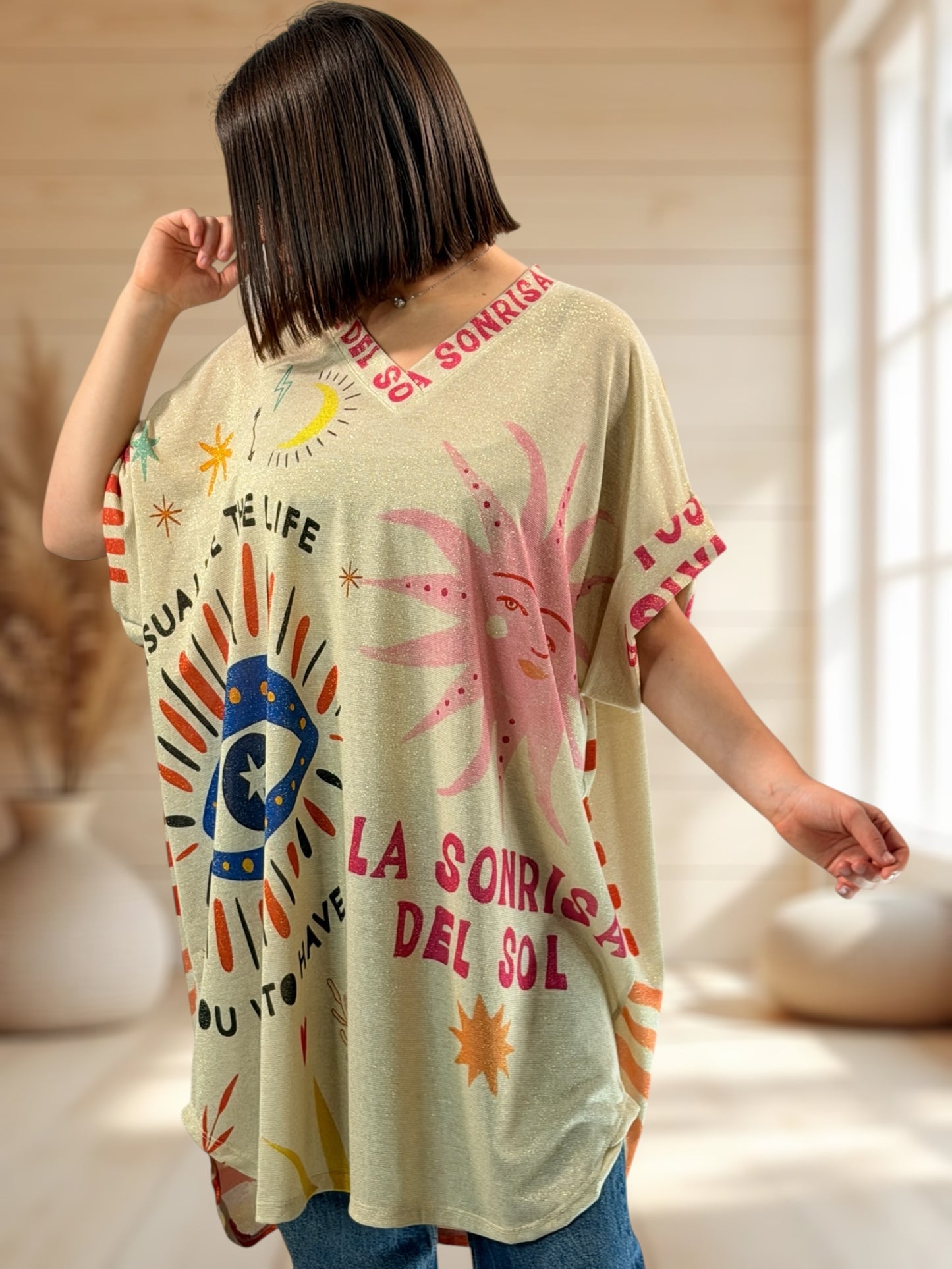 DEBBY - TEE-SHIRT OVERSIZE FLUIDE SCINTILLANT JUSQU'A LA TAILLE 56
