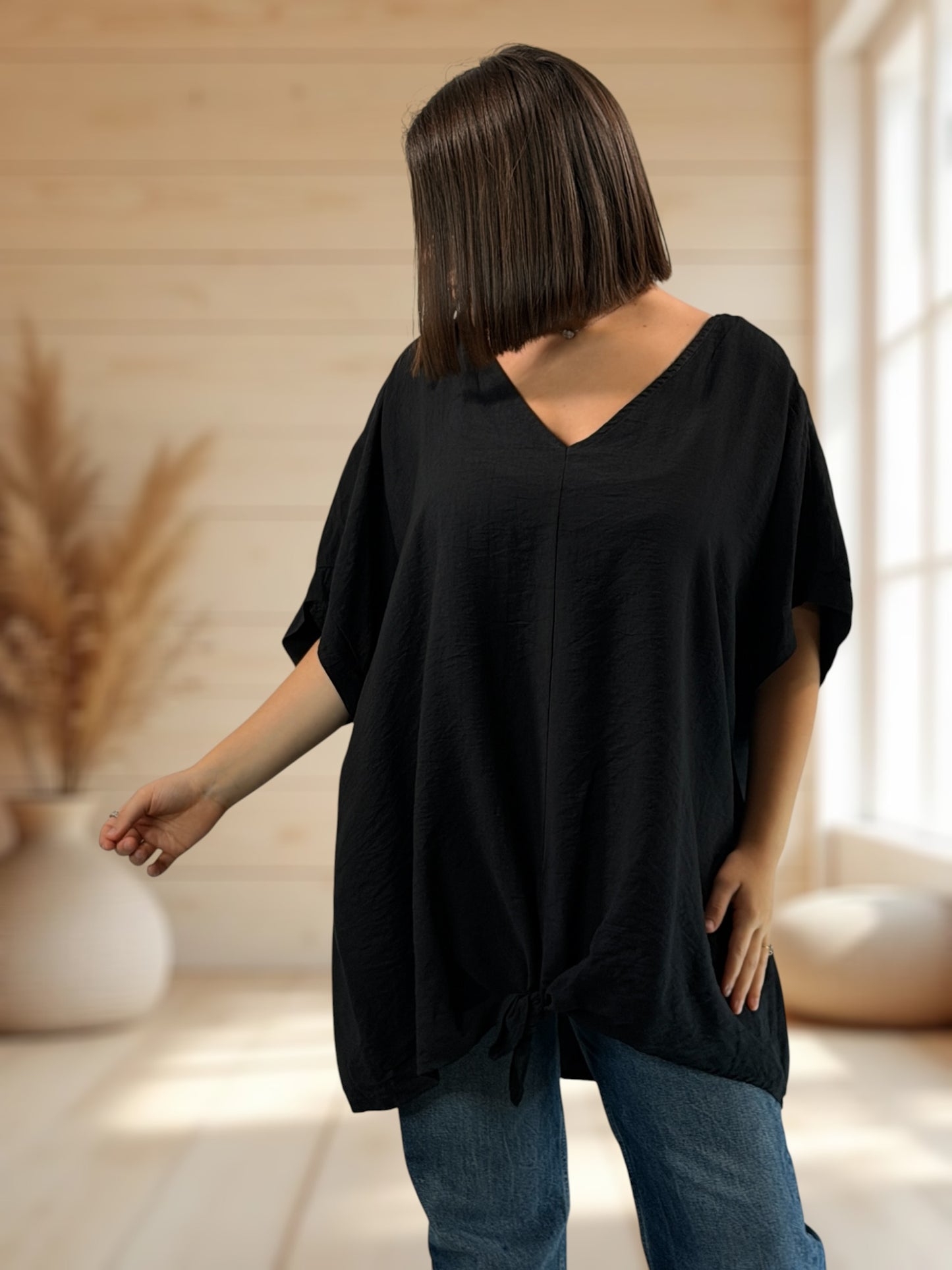 ATHENA - TUNIQUE OVERSIZE NOIRE JUSQU'A LA TAILLE 54