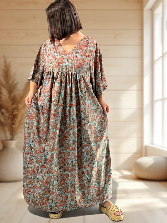 MATHILDA - ROBE LONGUE BOHEME SOIE JUSQU'A LA TAILLE 54
