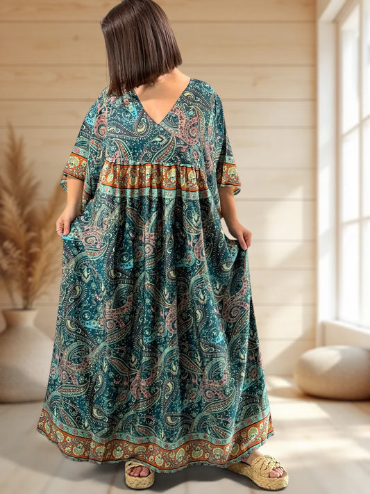 MATHILDA - ROBE LONGUE BOHEME SOIE JUSQU'A LA TAILLE 54