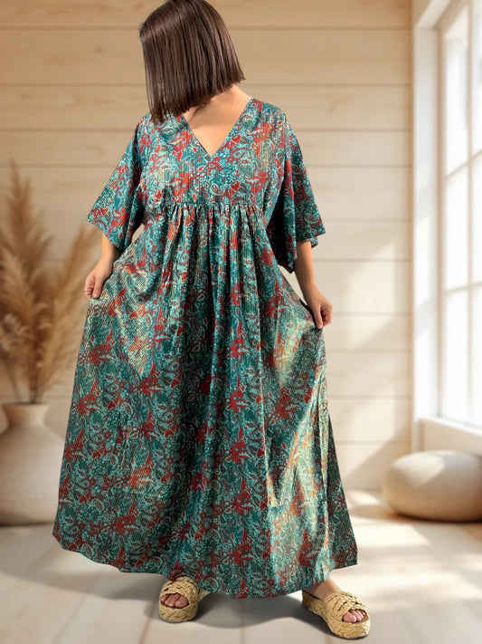 MATHILDA - ROBE LONGUE BOHEME SOIE JUSQU'A LA TAILLE 54
