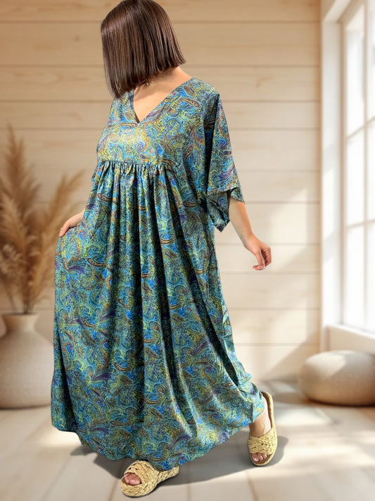 MATHILDA - ROBE LONGUE BOHEME SOIE JUSQU'A LA TAILLE 54