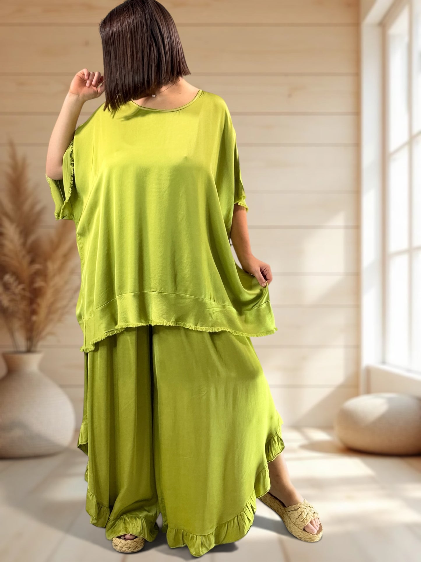LEXIE - ENSEMBLE TUNIQUE ET PANTALON VERT JUSQU'A LA TAILLE 54