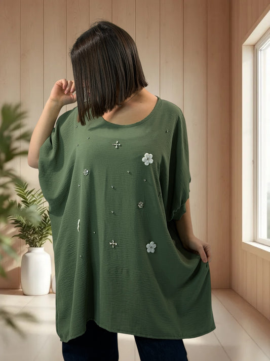 DEVA - TUNIQUE OVERSIZE KAKI JUSQU'A LA TAILLE 56