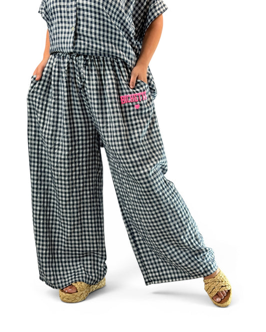 VITO - PANTALON VICHY MARINE JUSQUA LA TAILLE 52/54