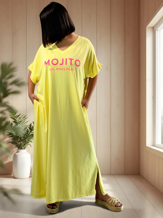 MOJITO - ROBE LONGUE JAUNE JUSQU'A LA TAILLE 54/56