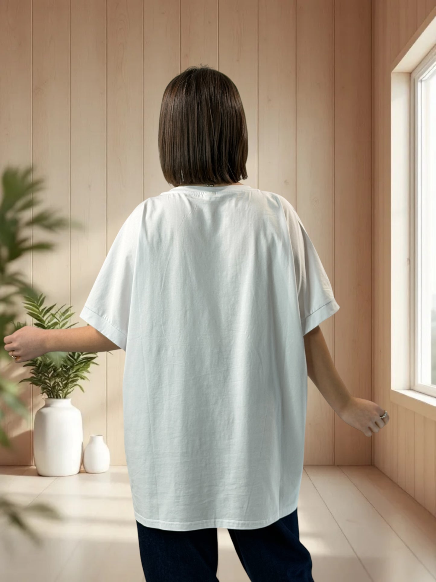 MATHIS - T-SHIRT OVERSIZE BLANC MOTIF BRODE TAILLE 46/48 A 56