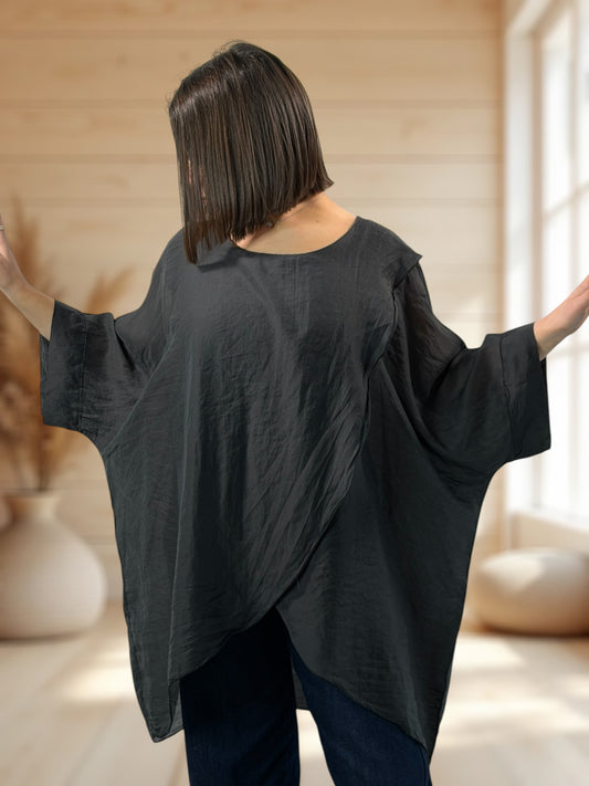 CELESTE - TUNIQUE OVERSIZE ANTHRACITE JUSQU'A LA TAILLE 54