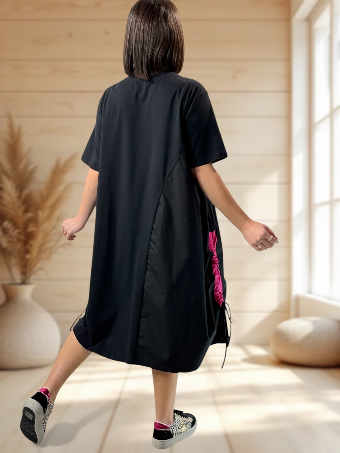 GIORGIA - ROBE NOIRE A MOTIF PAILLETTE JUSQU'A LA TAILLE 48/50