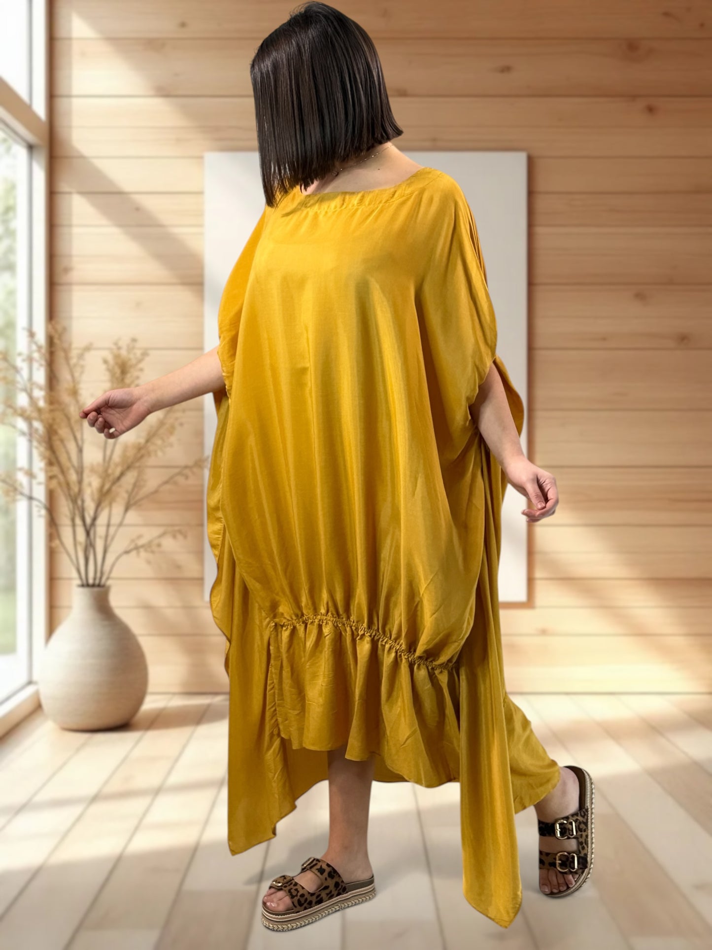 AMANDINE - ROBE OVERSIZE CURRY JUSQU'A LA TAILLE 54