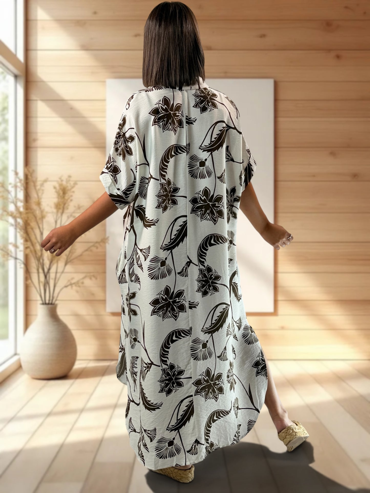 ISABELLA - ROBE OVERSIZE MOTIF MARRON JUSQU'A LA TAILLE 54