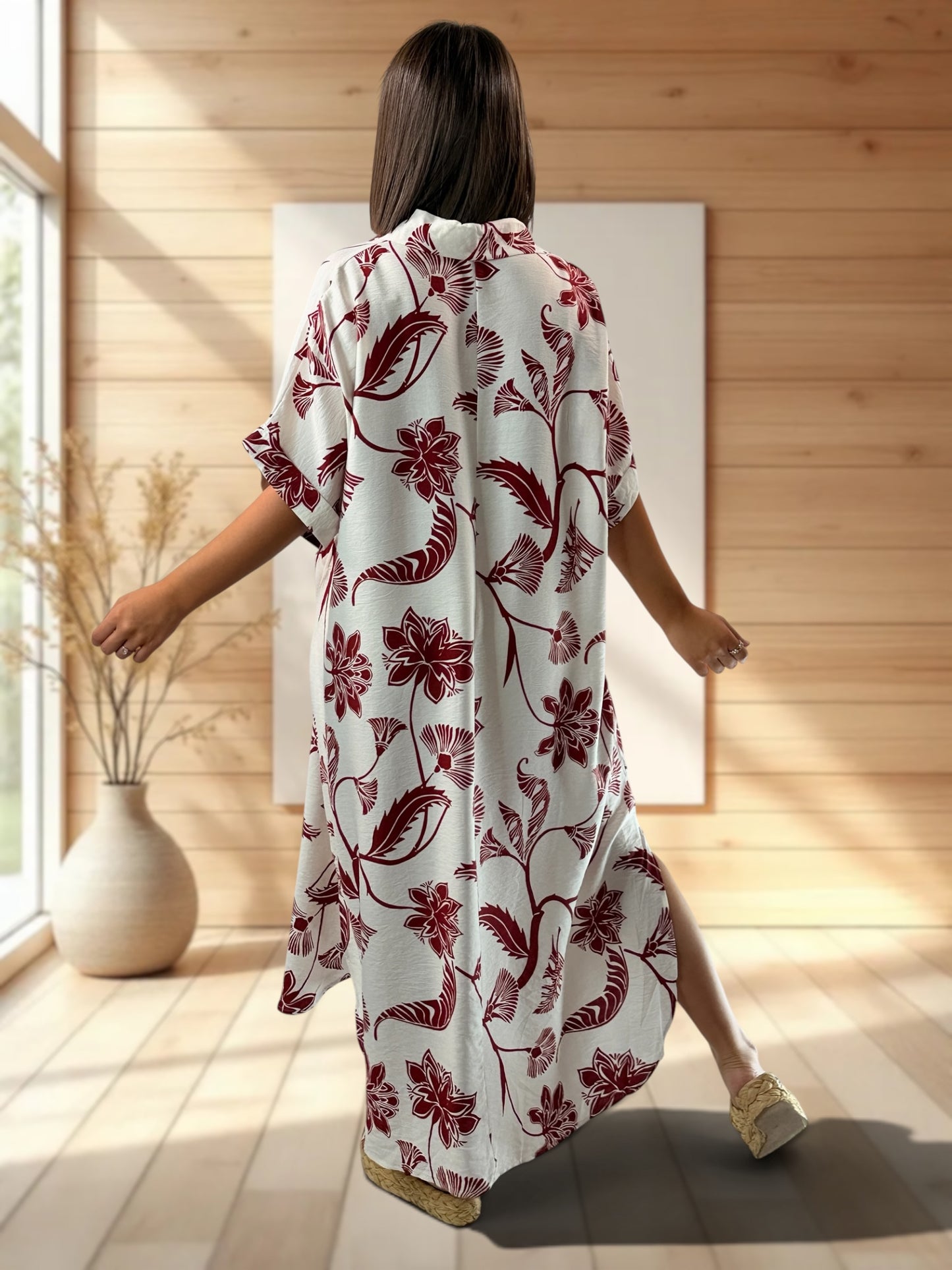 ISABELLA - ROBE OVERSIZE MOTIF ROUGE JUSQU'A LA TAILLE 54