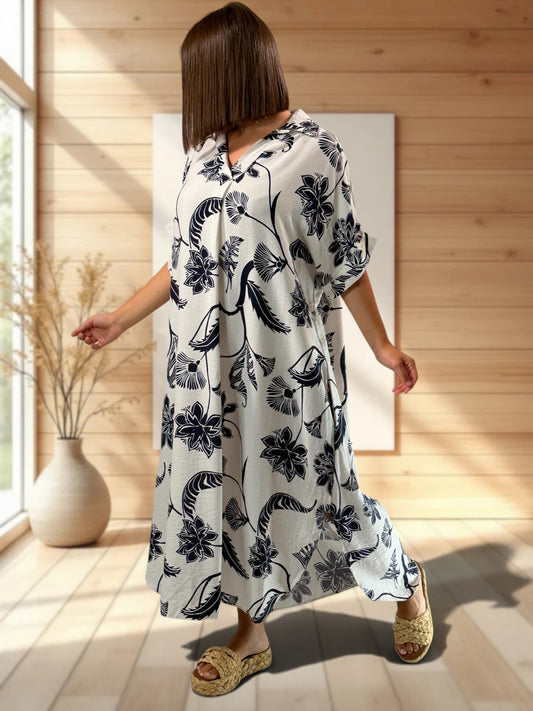 ISABELLA - ROBE OVERSIZE MOTIF MARINE JUSQU'A LA TAILLE 54