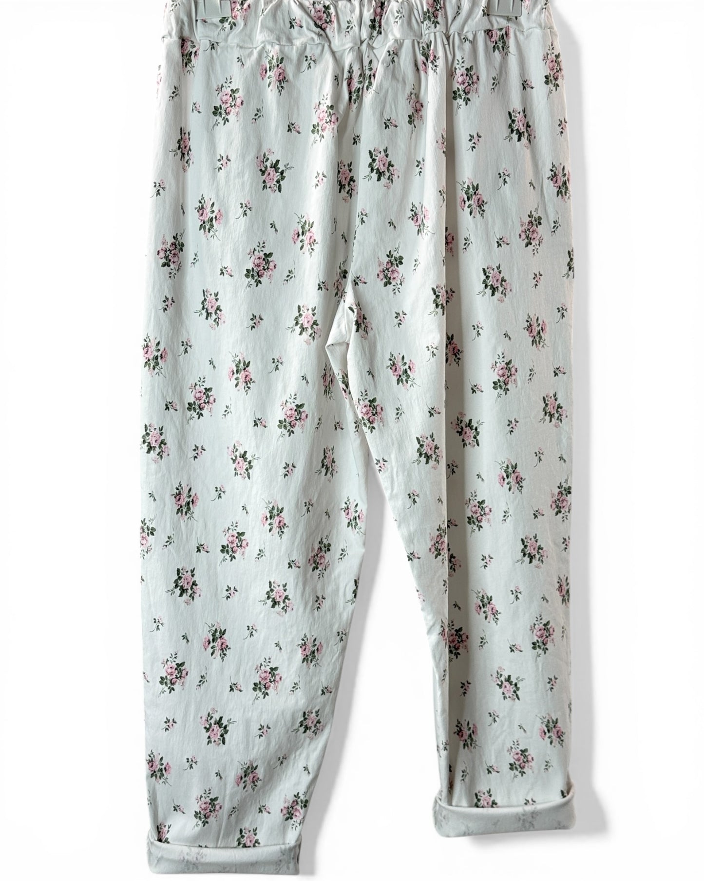 MARINO - PANTALON SPORTSWEAR BLANC A FLEUR TAILLE 46 A 52/54