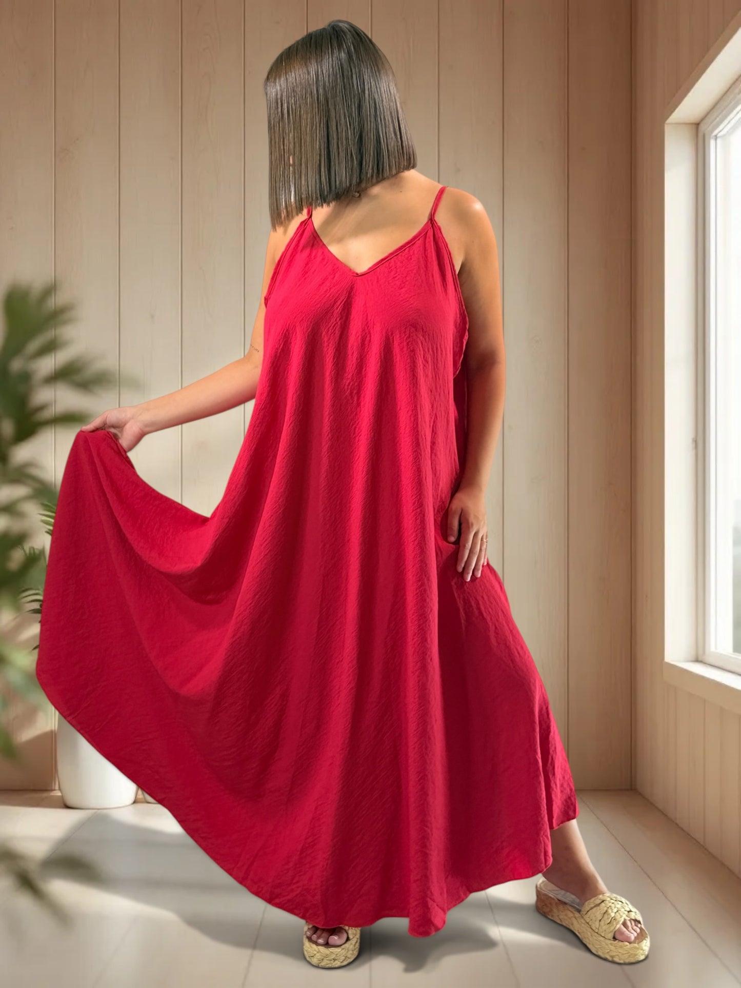 CECILIA - ROBE LONGUE ROUGE JUSQU'A LA TAILLE 54/56