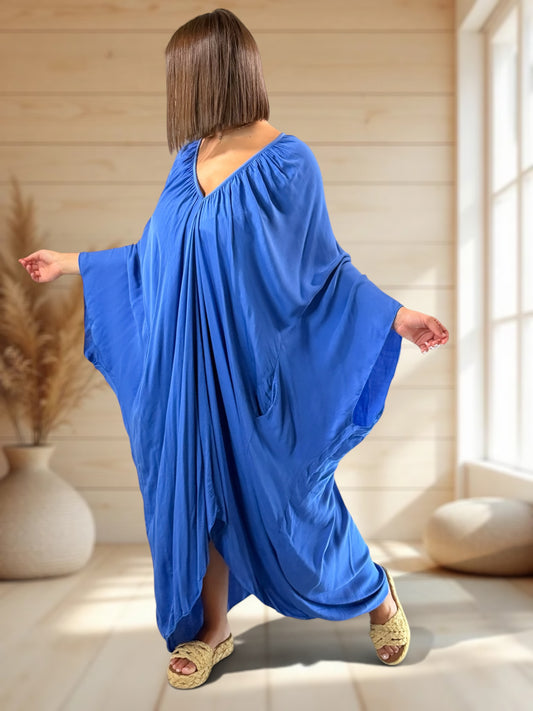 BARBARA - ROBE OVERSIZE BLEUE JUSQU'A LA TAILLE 60